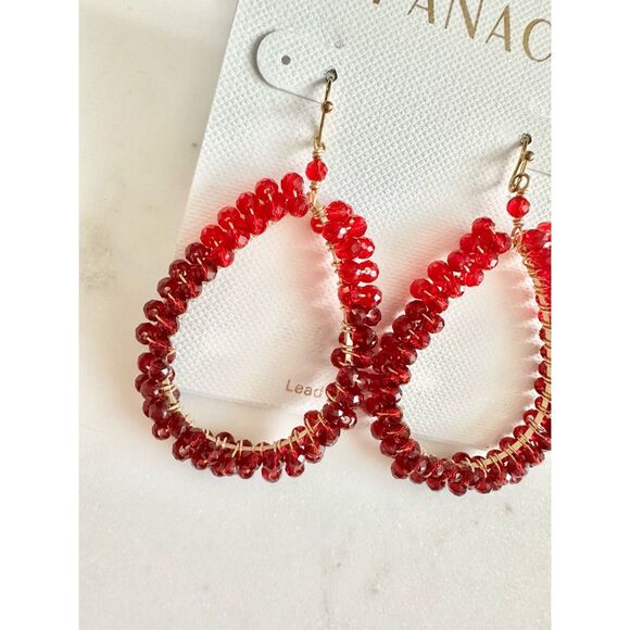 Panacea red beaded dangle earrings ￼ - Picture 1 of 4